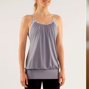 Lululemon No Limits Tank sports bra/ gray Wee Stripe Beachy Floral White Fossil